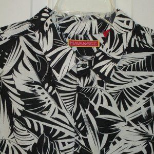 Havanera Mens S/S White Black Linen Cotton Hawaiian Shirt NWOT - XL